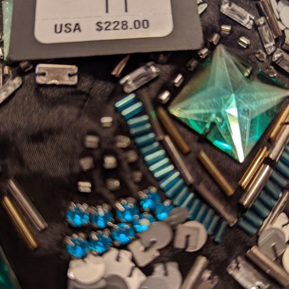 new Marciano black satin mini skirt size 6 with jewels encrusted around skirt - Picture 4 of 5